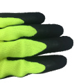 Hi-Vis-Bauarbeiten Handschuhe 13g 15 Gauge Polyester Strickschaum Schaum Latexpalmenbeschichtete Handschuhe